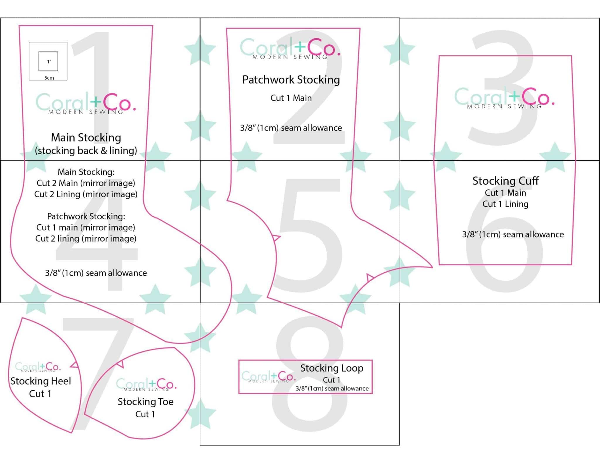 free christmas stocking sewing pattern with toe patch - coral + co.